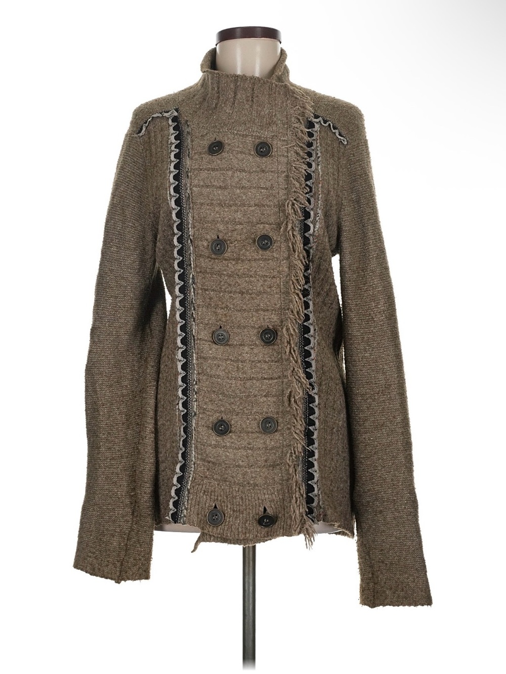 Free People Military Style Sweater double breasted button up sweater, medium
